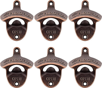Abridor botellas cobre antiguo pared set 6