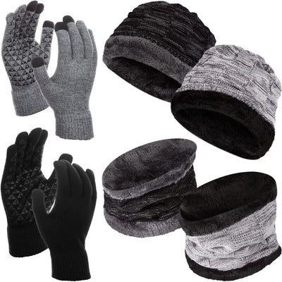 Set 6 Pzas Gorro Bufanda Guantes Invierno Calor Teléfono