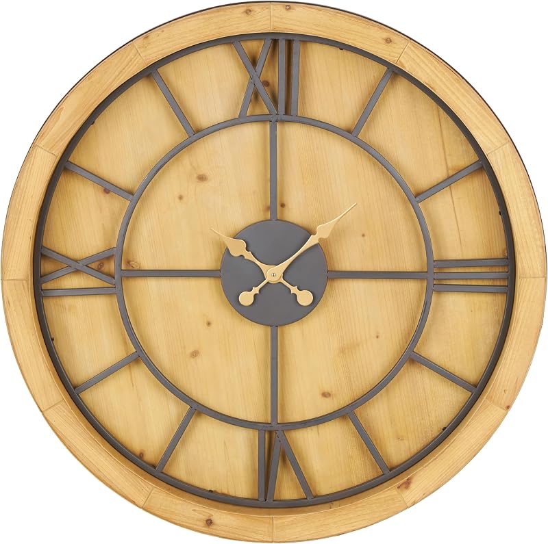 Reloj pared madera decorativo hogar 40x3x40pulg marrón