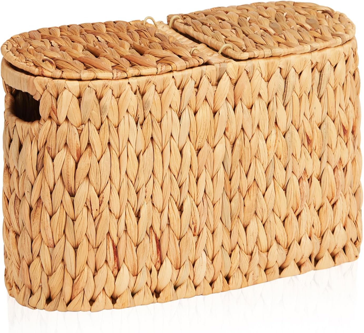 Cesta papel higiénico mimbre tapa asas tejido a mano