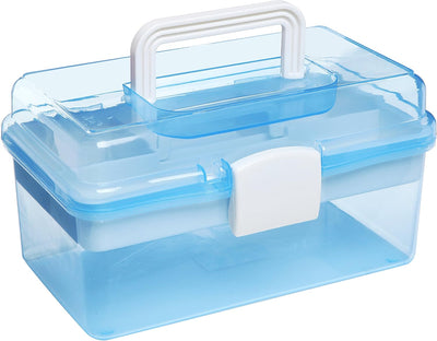 Caja plástico 10pulg organizador manualidades arte azul
