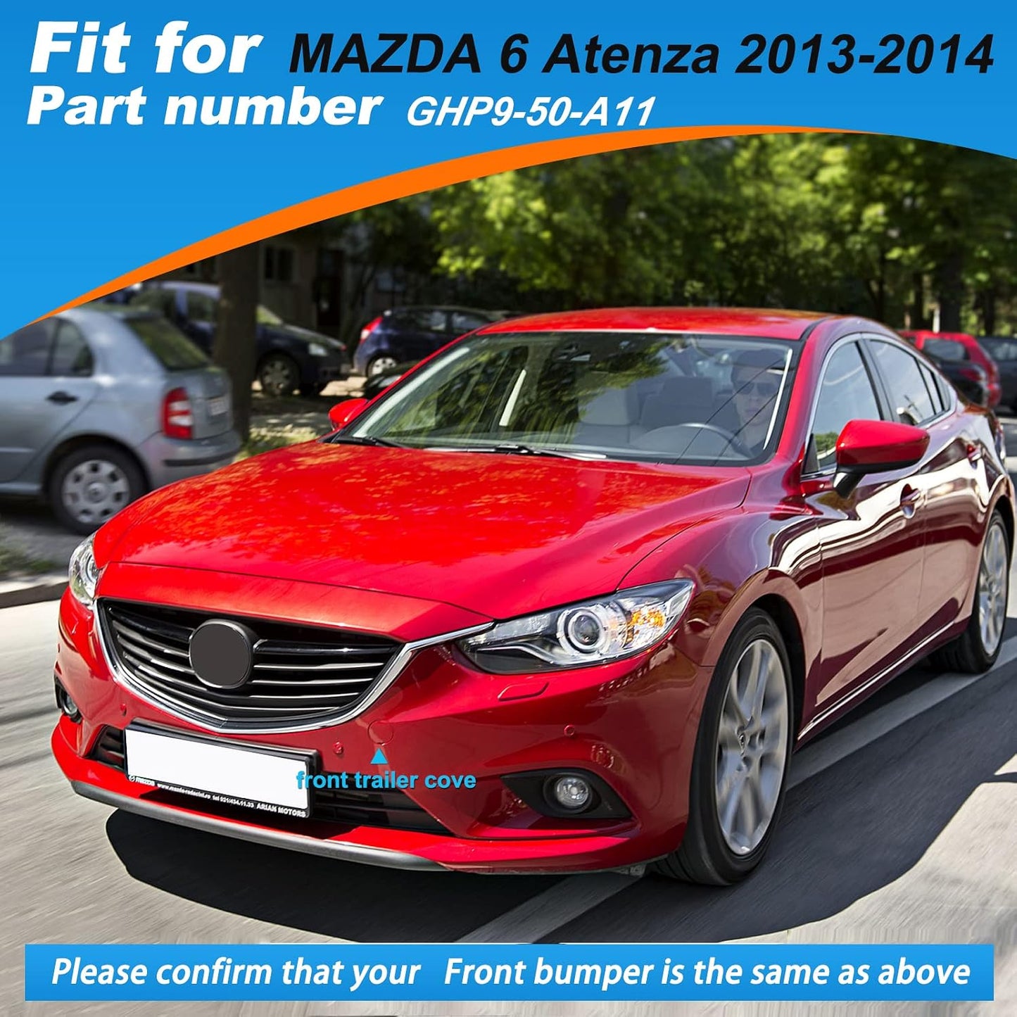 Cubierta gancho remolque Mazda 6 Atenza 2013-14 gris izq
