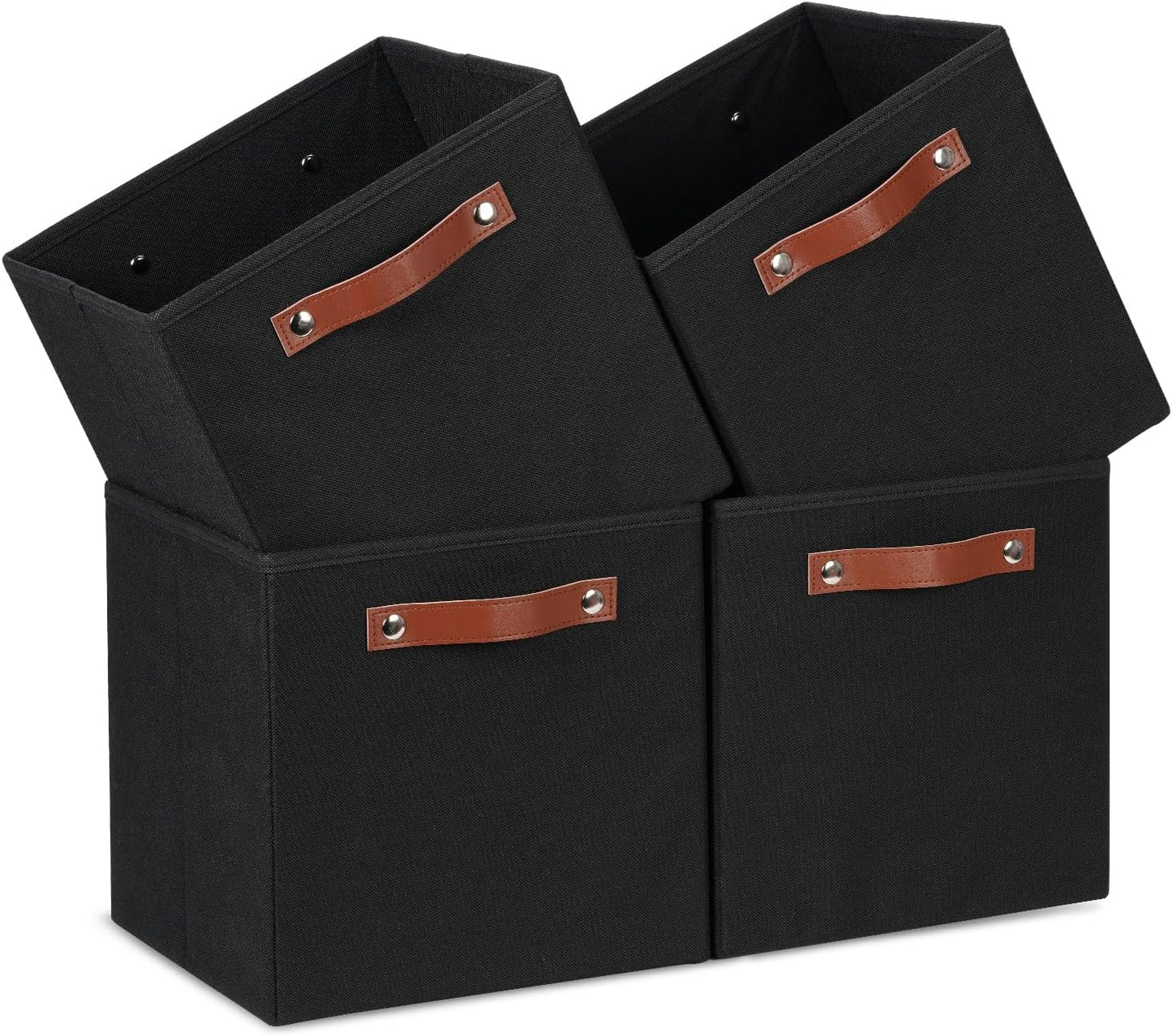 Cubos almacenamiento 11x11 tela con asas caja ropa negro