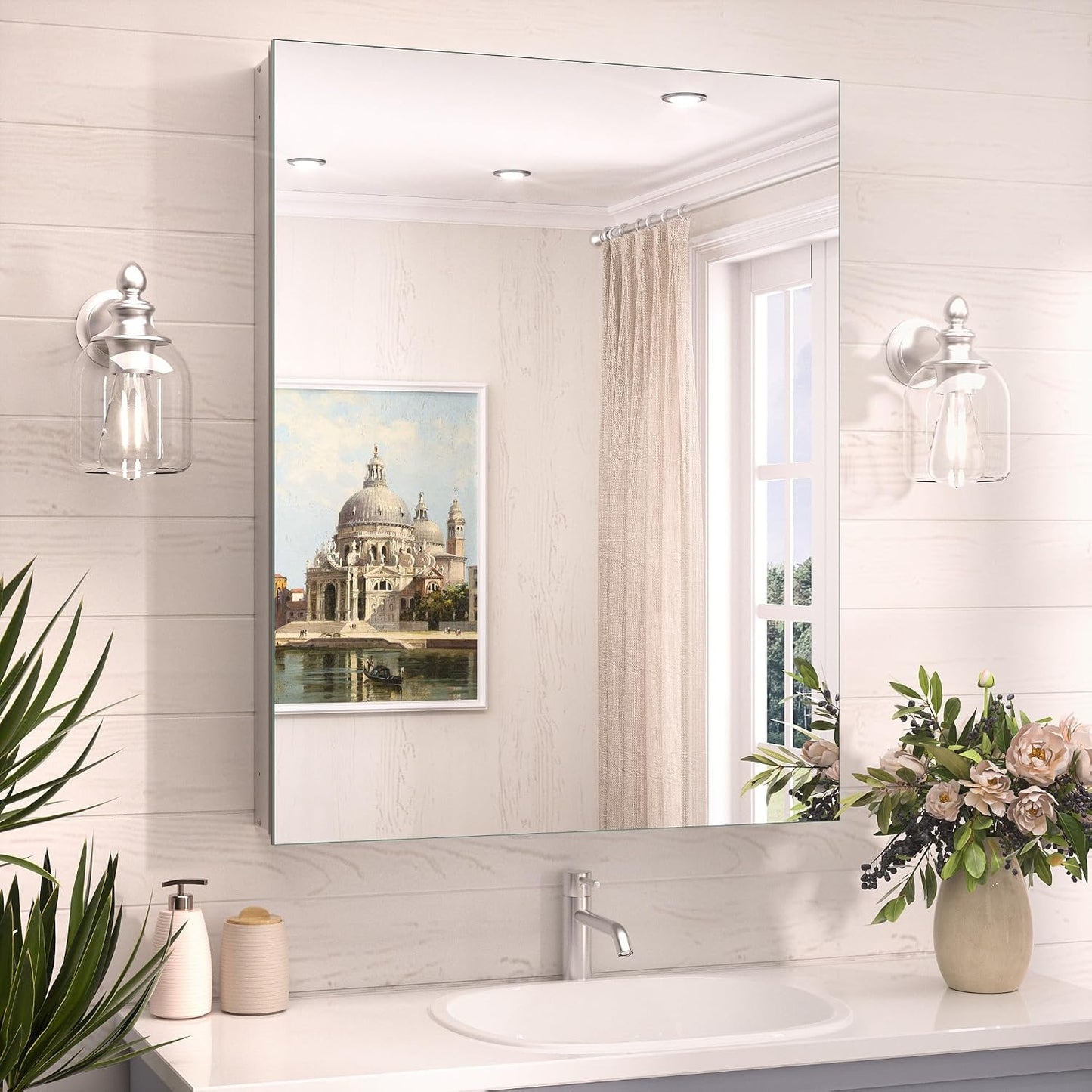 Botiquín baño aluminio templado plateado 24x32pulg con
