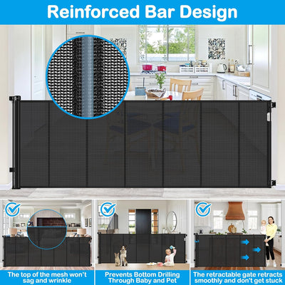 Puerta retráctil para bebé/mascota 42x100 malla negra
