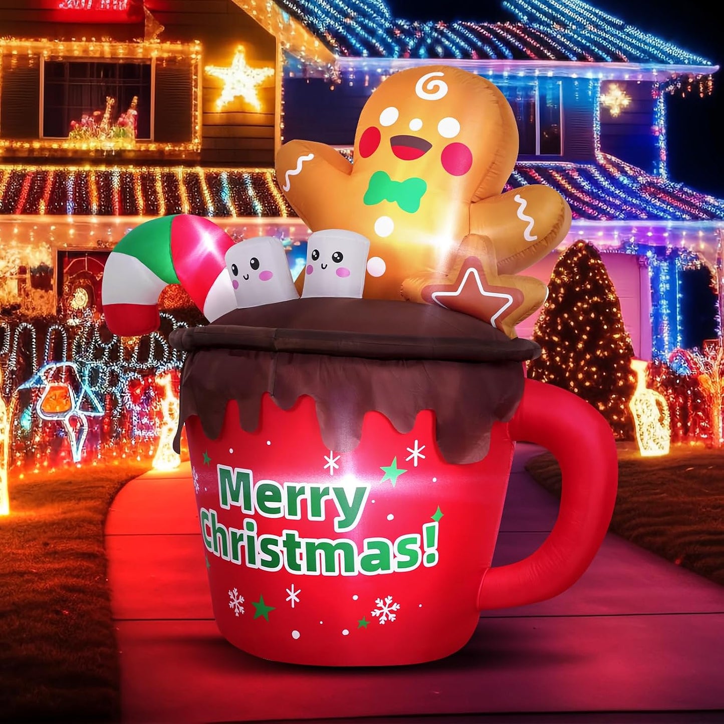 Inflable Navidad 6ft con LEDs para jardín y césped