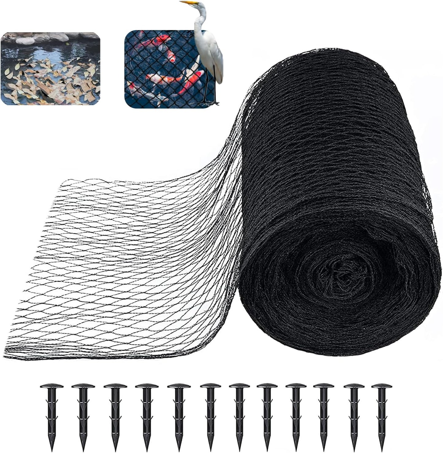 Kit red estanque 28x30ft malla 3/8" 12 estacas polietileno