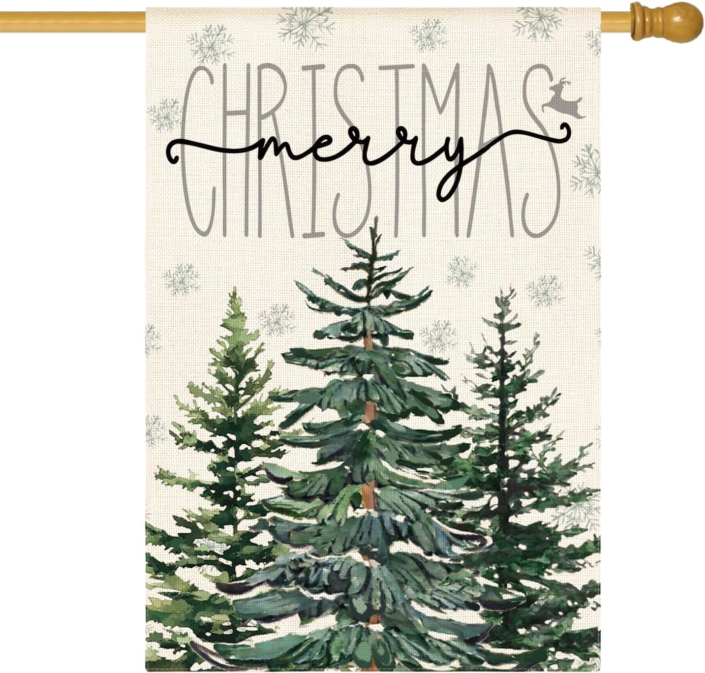 Bandera Navidad doble cara 28x40" exterior resistente