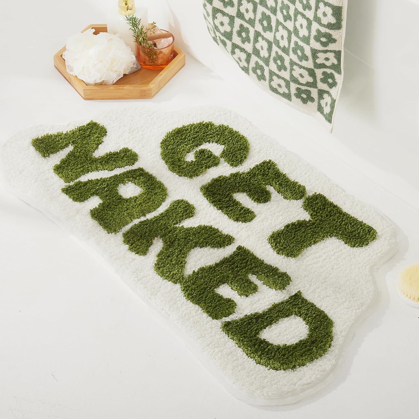 Alfombra baño verde antiderrap 31x18"