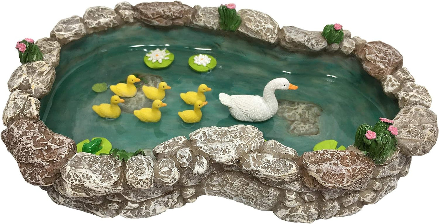 Estanque patos miniatura para jardín de hadas y accesorios