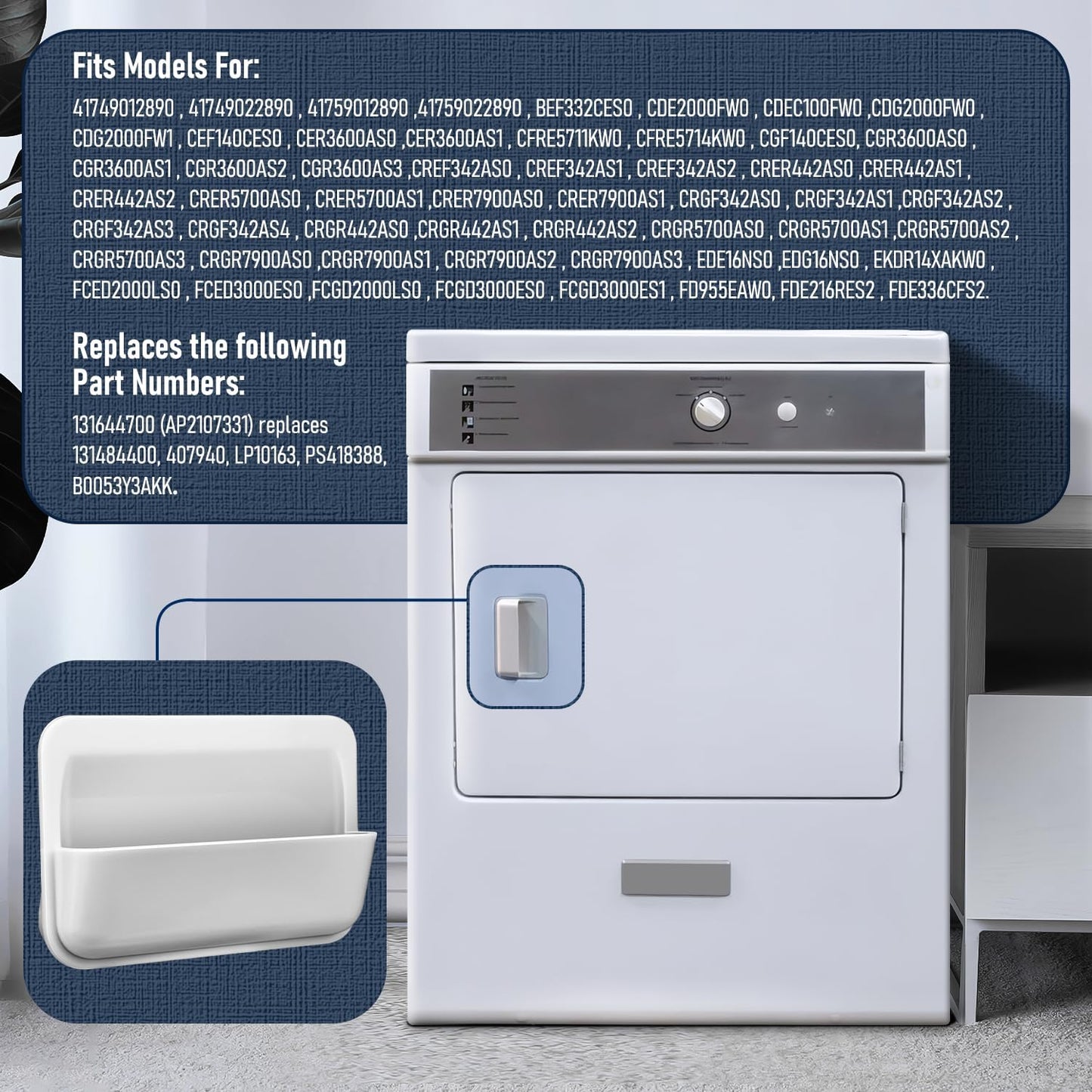 Manija puerta secadora repuesto Electrolux Frigidaire