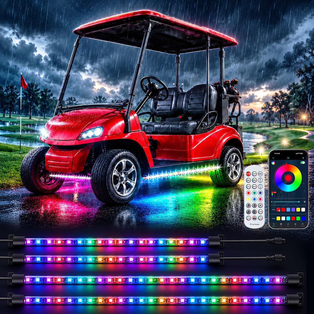 Tira luces LED impermeables para carrito golf 12V a 80V