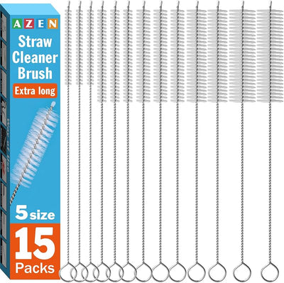 Set 15 Cepillos Pajillas 12pulg 5 Diámetros Reutilizable