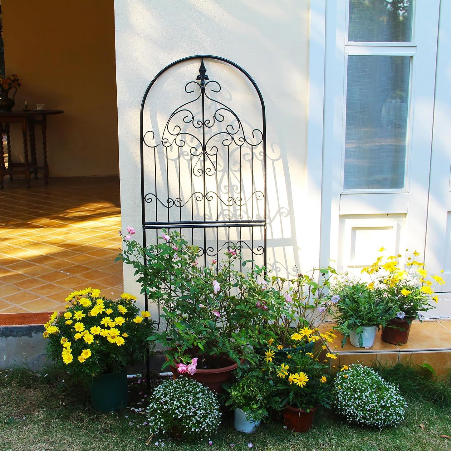 Enrejado jardín metálico 150x55cm resistente decorativo