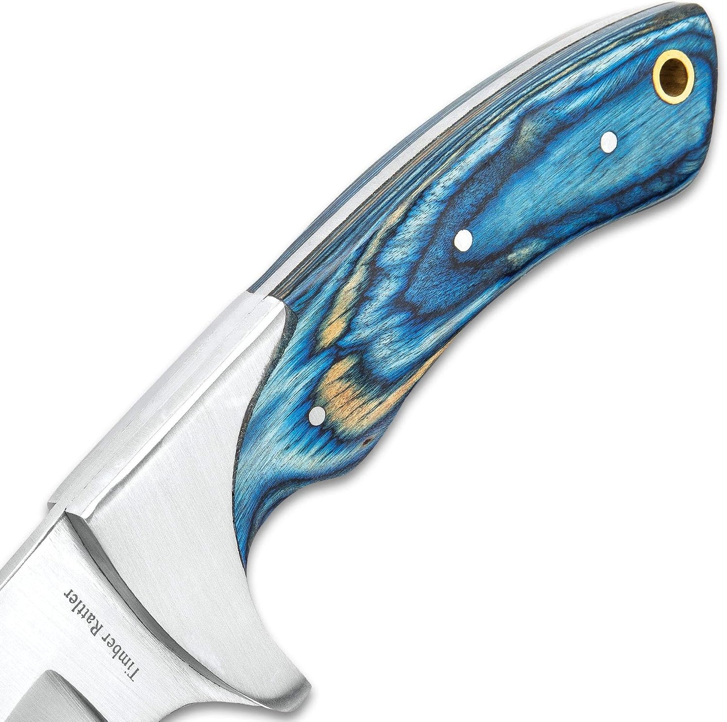 Cuchillo despellejar mango madera pakka azul