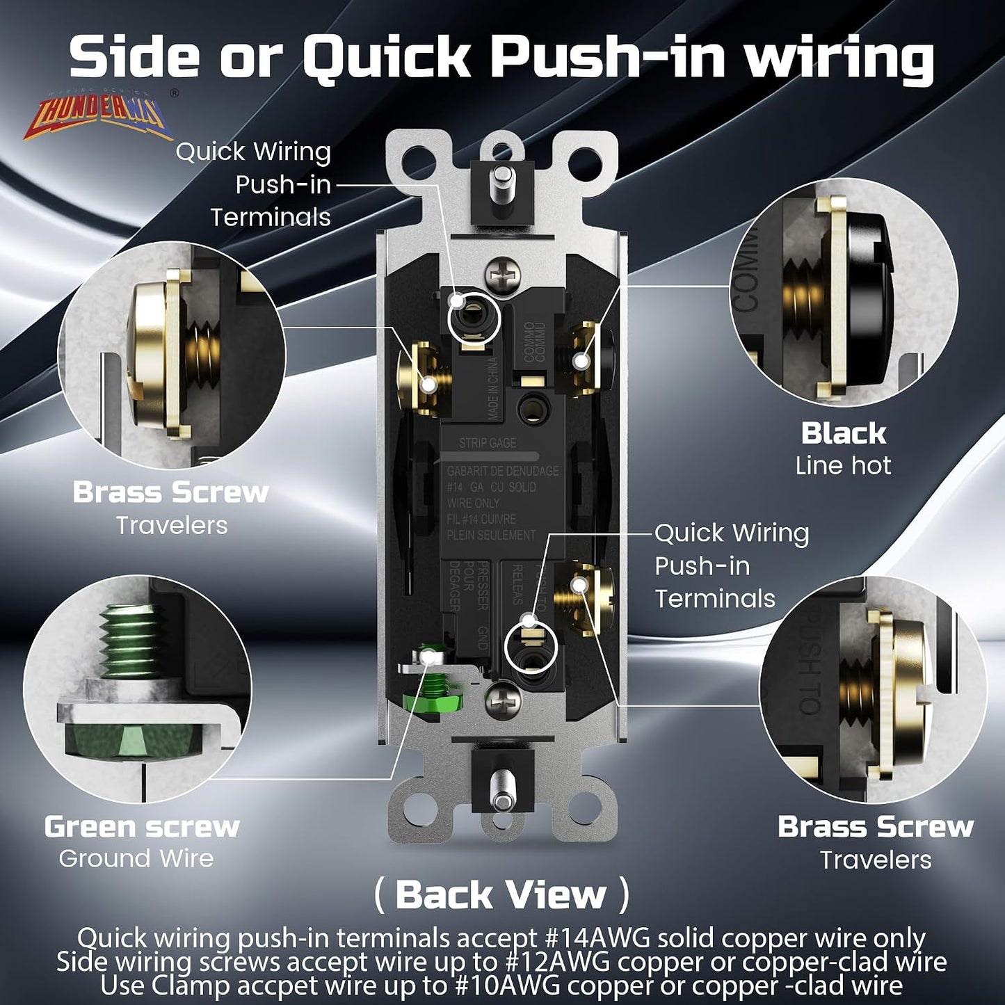 Interruptor decorativo 3 vías 120V/277V 15A autoconectado