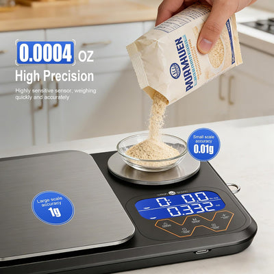 Báscula cocina doble plataforma 0.00 oz/11 lbs gramos y oz