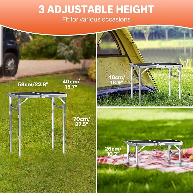 Mesa plegable aluminio 22.8x15.7pulg color plateado