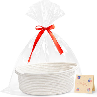Cesta de cuerda blanca para regalos 12x8x5