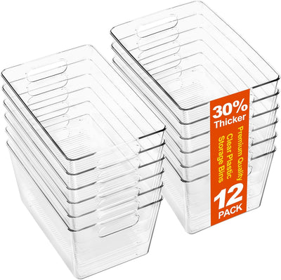 Pack 12 Cubos Plástico Transparente Organizadores Refrigerador