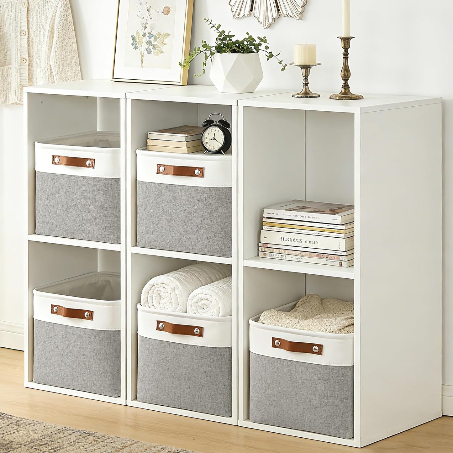3 Pzas Cestas Lino para Closet Estante Ropa Hogar