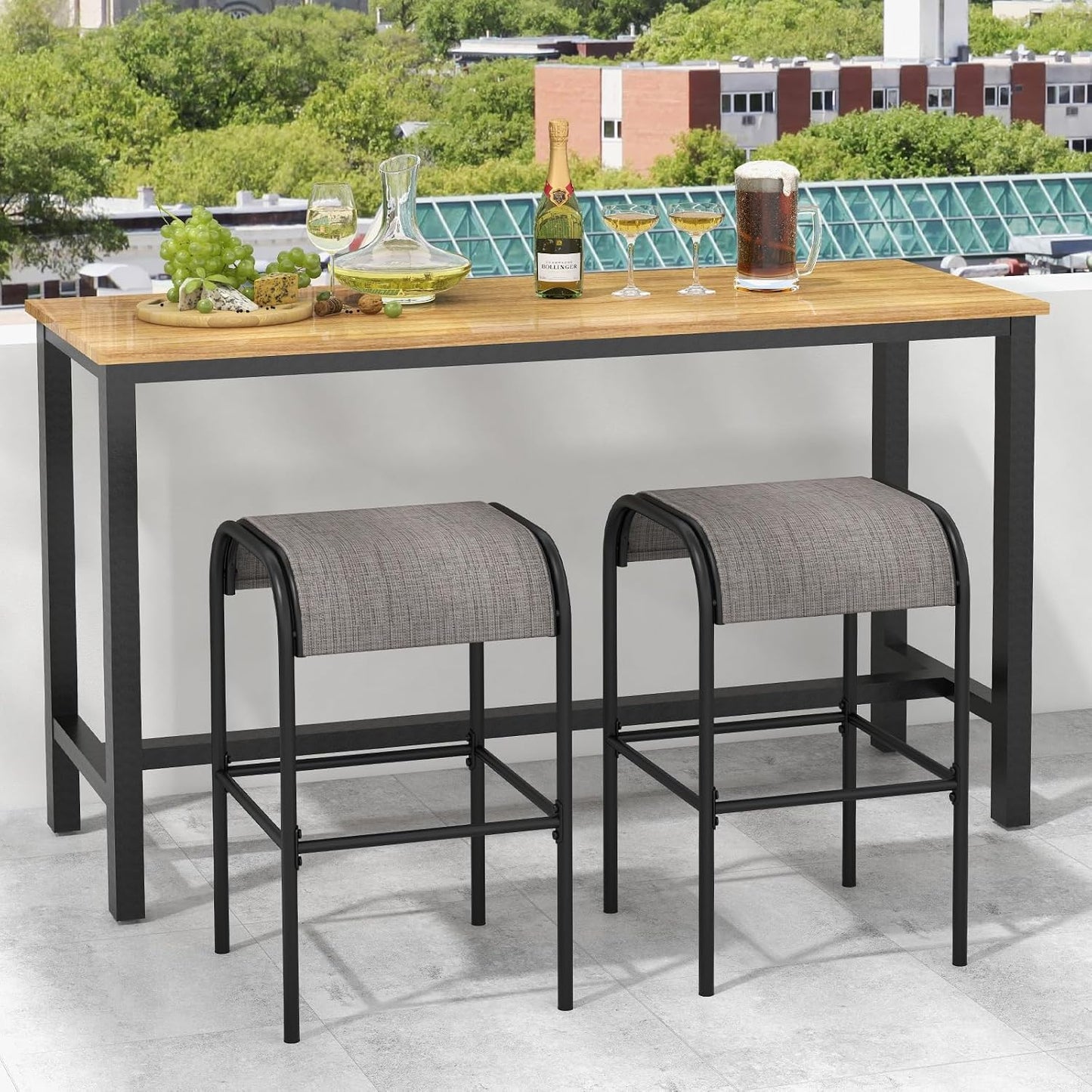 2 Taburetes Bar 30" Asiento Tela Marco Metal Resistente