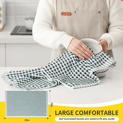 Paños cocina algodón absorbentes 16x26pulg 8 pzas verde