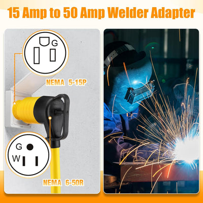 Adaptador soldador 5-15p a 6-50r 3 clavijas macho hembra