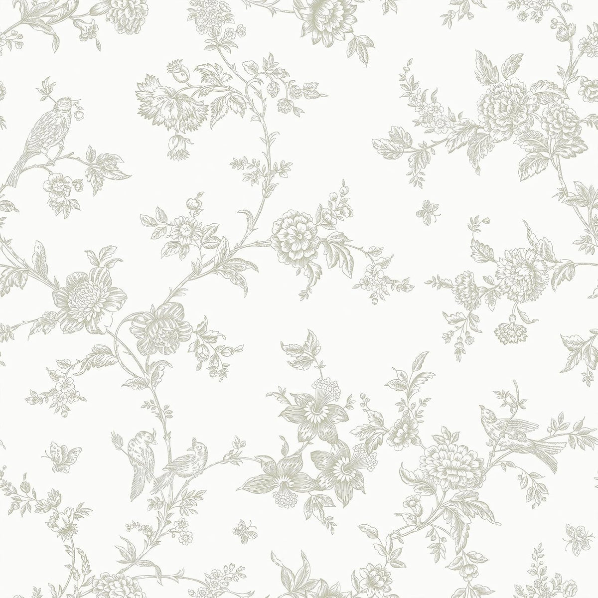 Papel tapiz autoadhesivo flores pájaros 17.7x118pulg