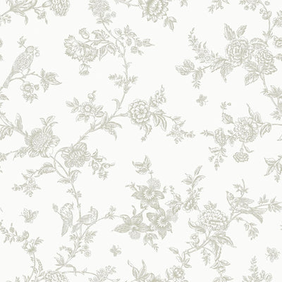 Papel tapiz autoadhesivo flores pájaros 17.7x118pulg