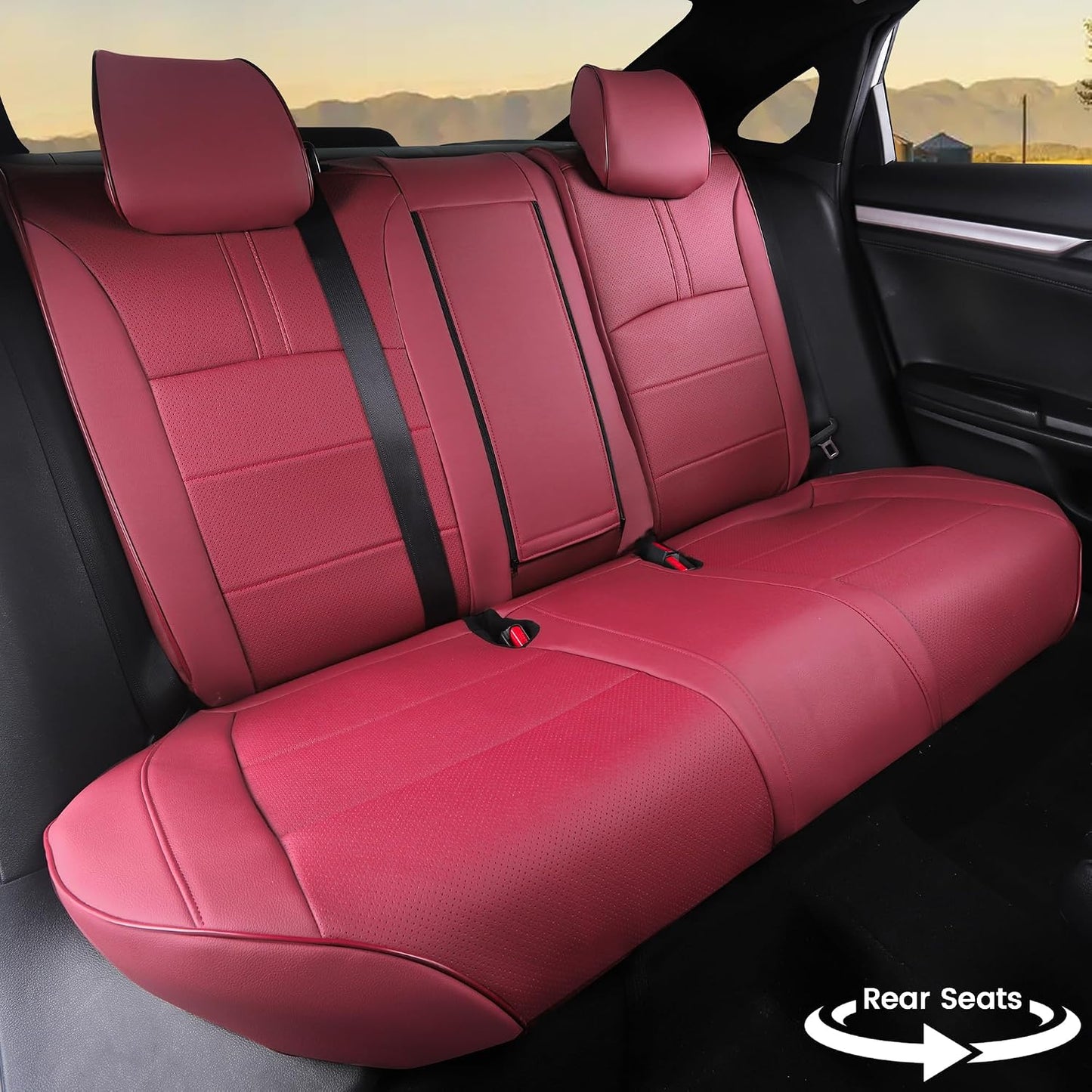 Fundas asiento cuero 5 pzas Honda Civic SedanLX color rojo