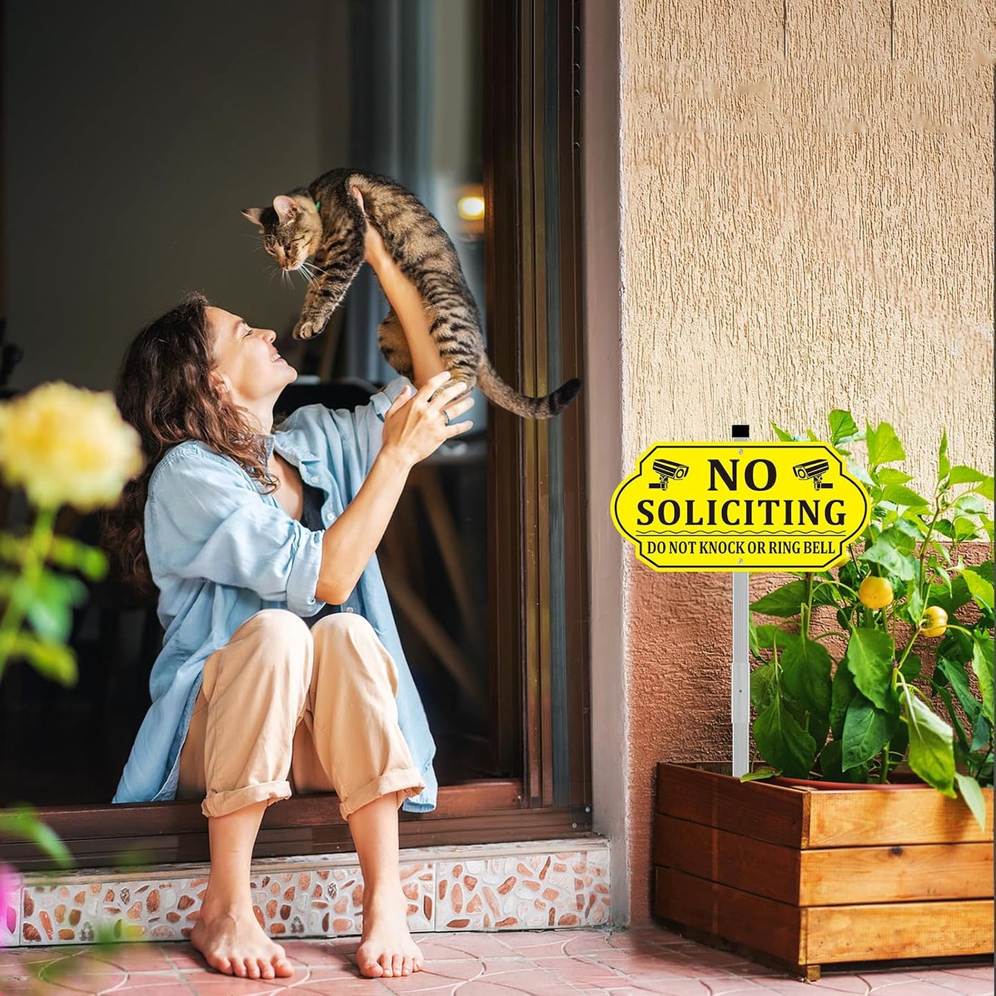 Letrero No Soliciting aluminio 28" resistente UV