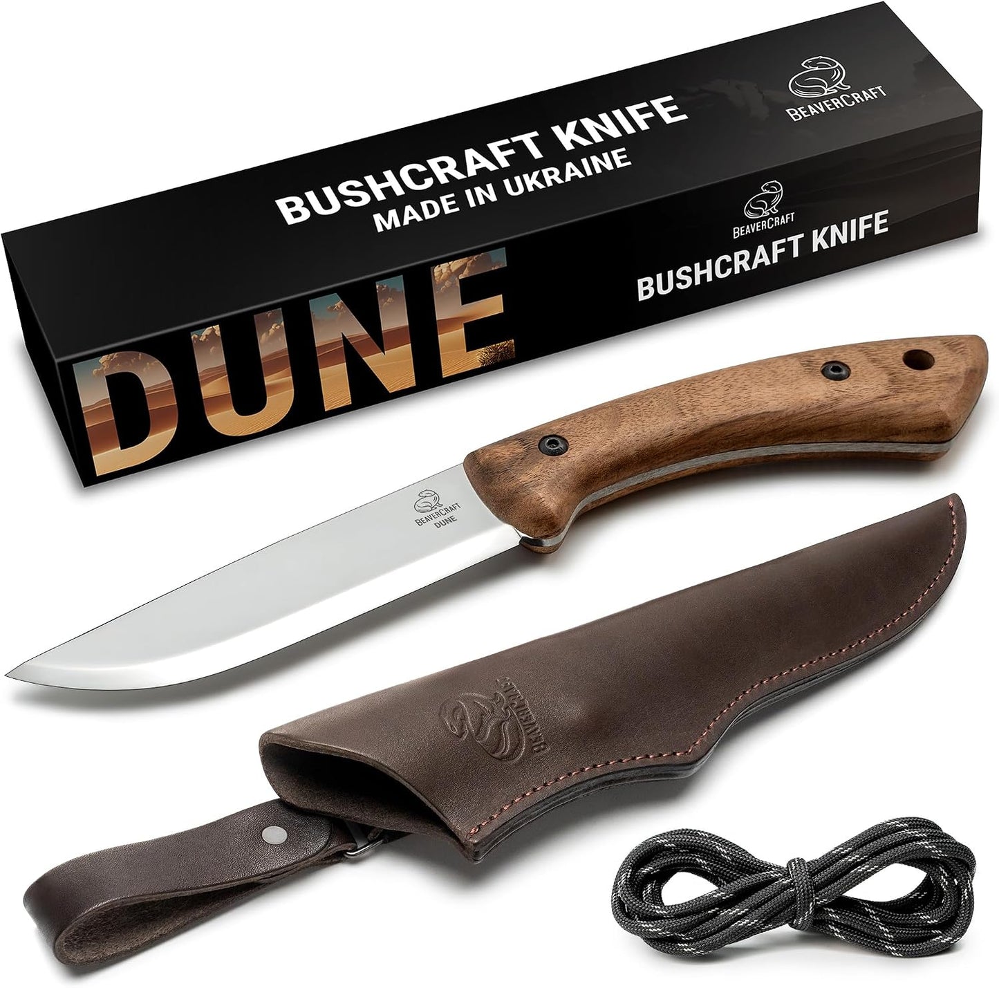 Cuchillo acero carbono espiga completa con funda cuero