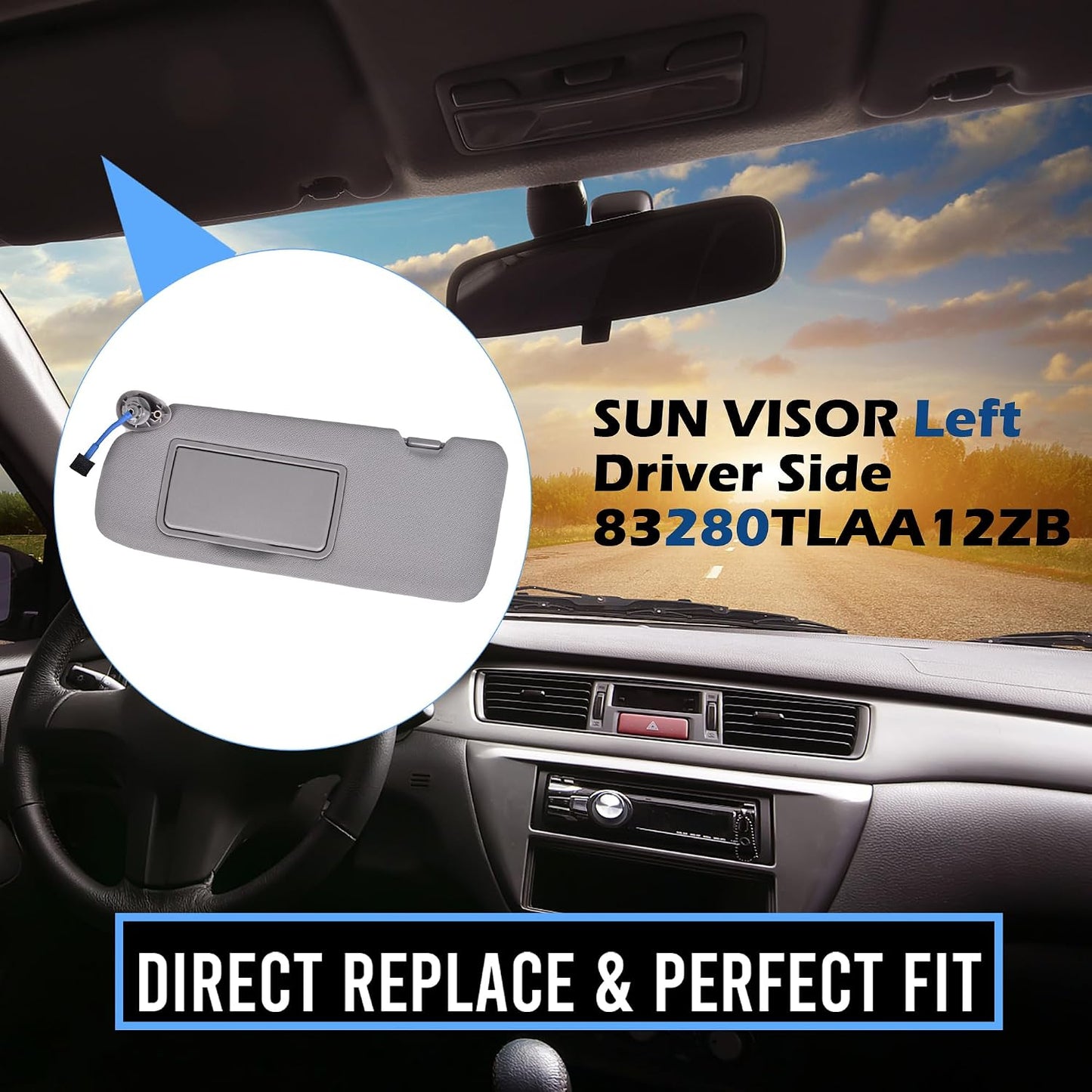 Visera conductor izquierdo Honda CRV 17-22 con espejo luz gris