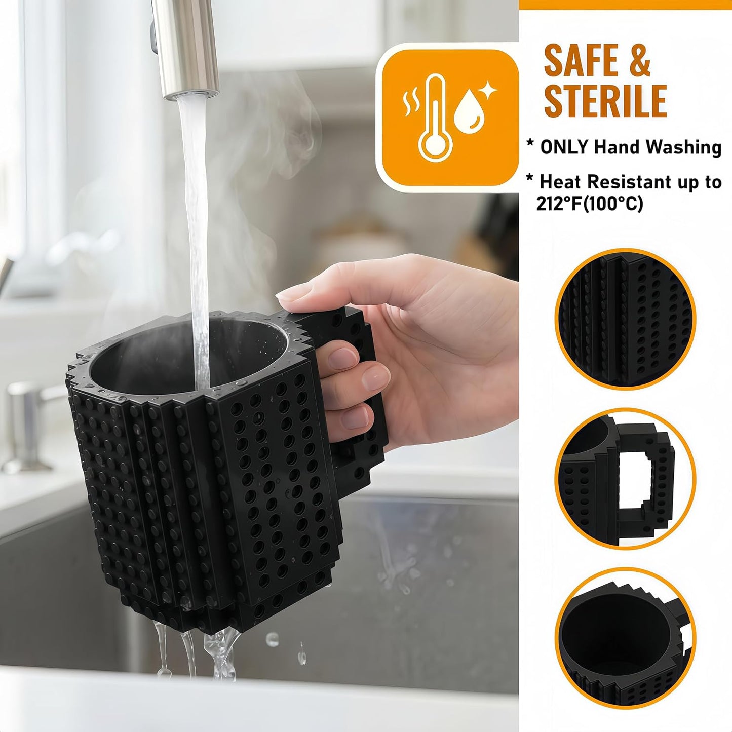 Taza café ladrillo construible para niños y adultos negro