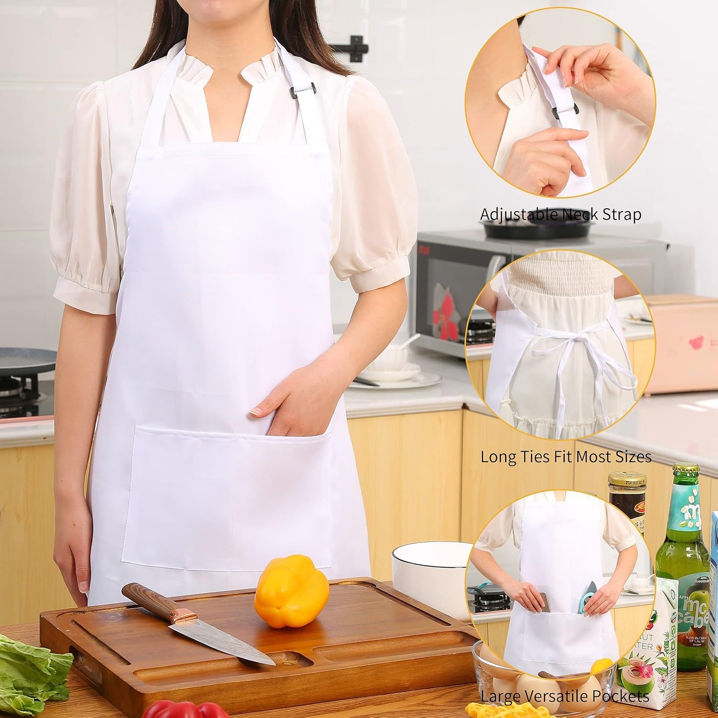 Delantal cocina ajustable con peto 2 pzas 2 bolsillos