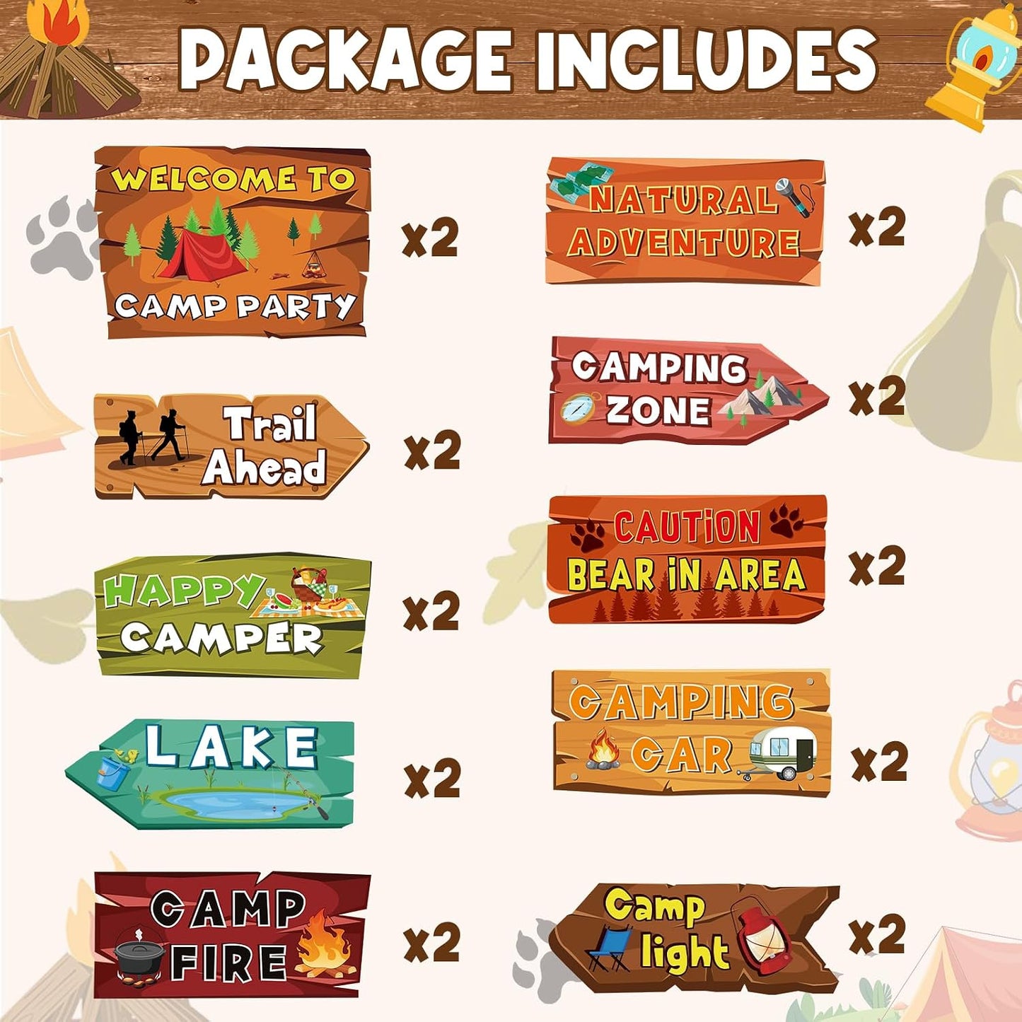 20 Pzas Decoraciones Camping Bienvenidos Al Campamento