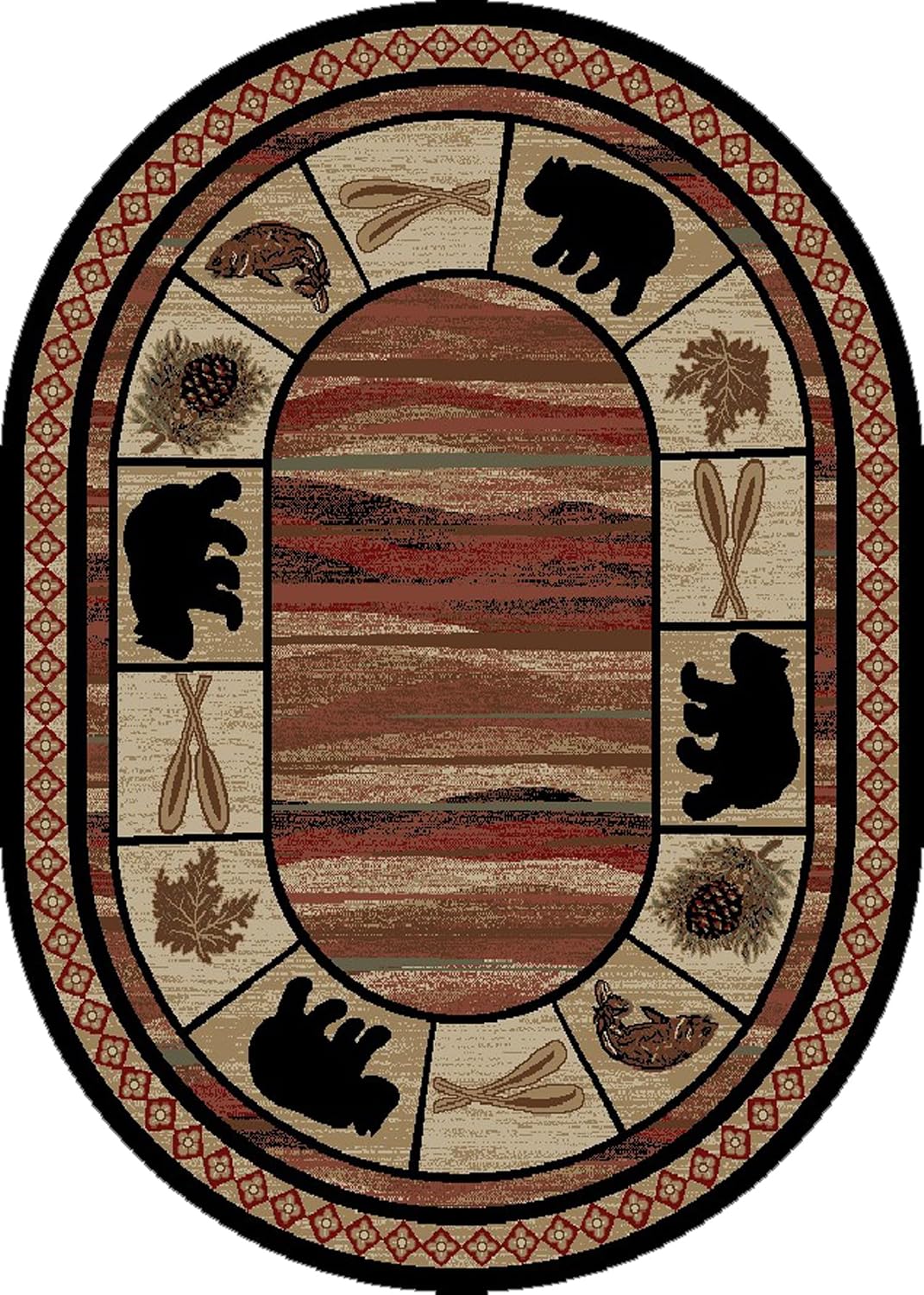 Alfombra ovalada lodge 5x7pulg 5'3"x7'3" multi