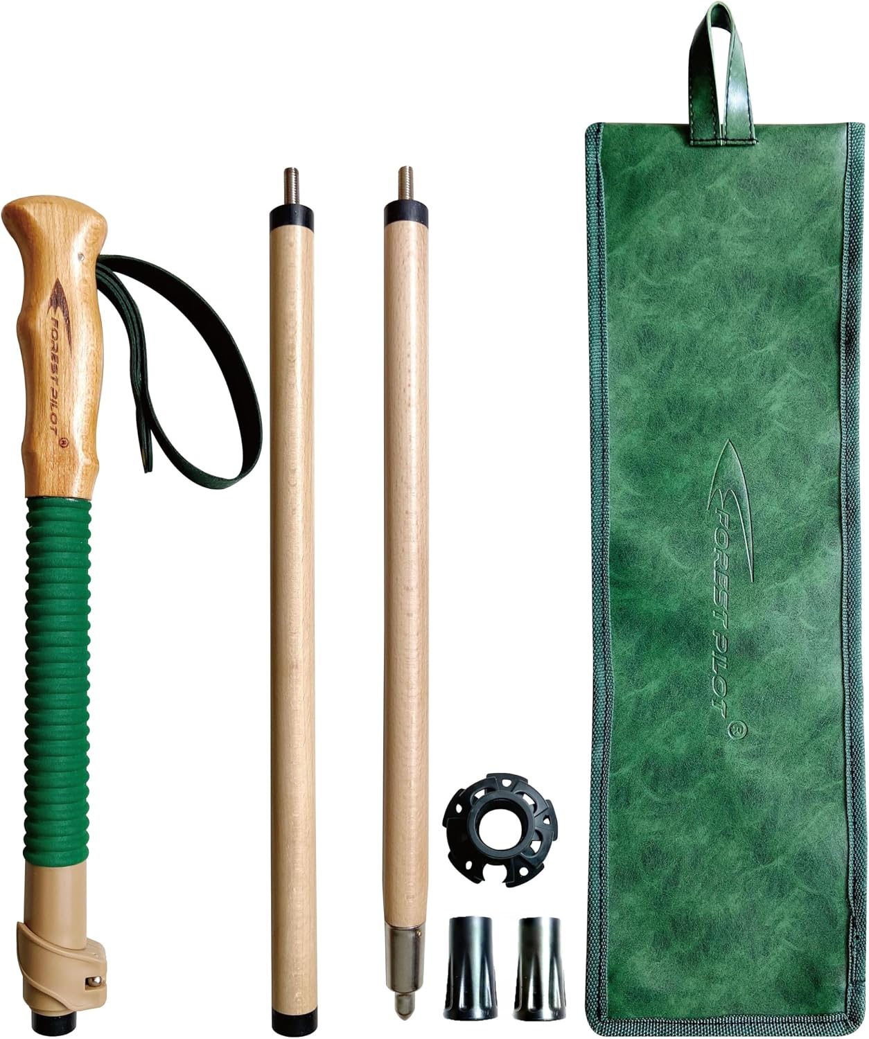 Bastón trekking ajustable madera haya bloqueo rápido