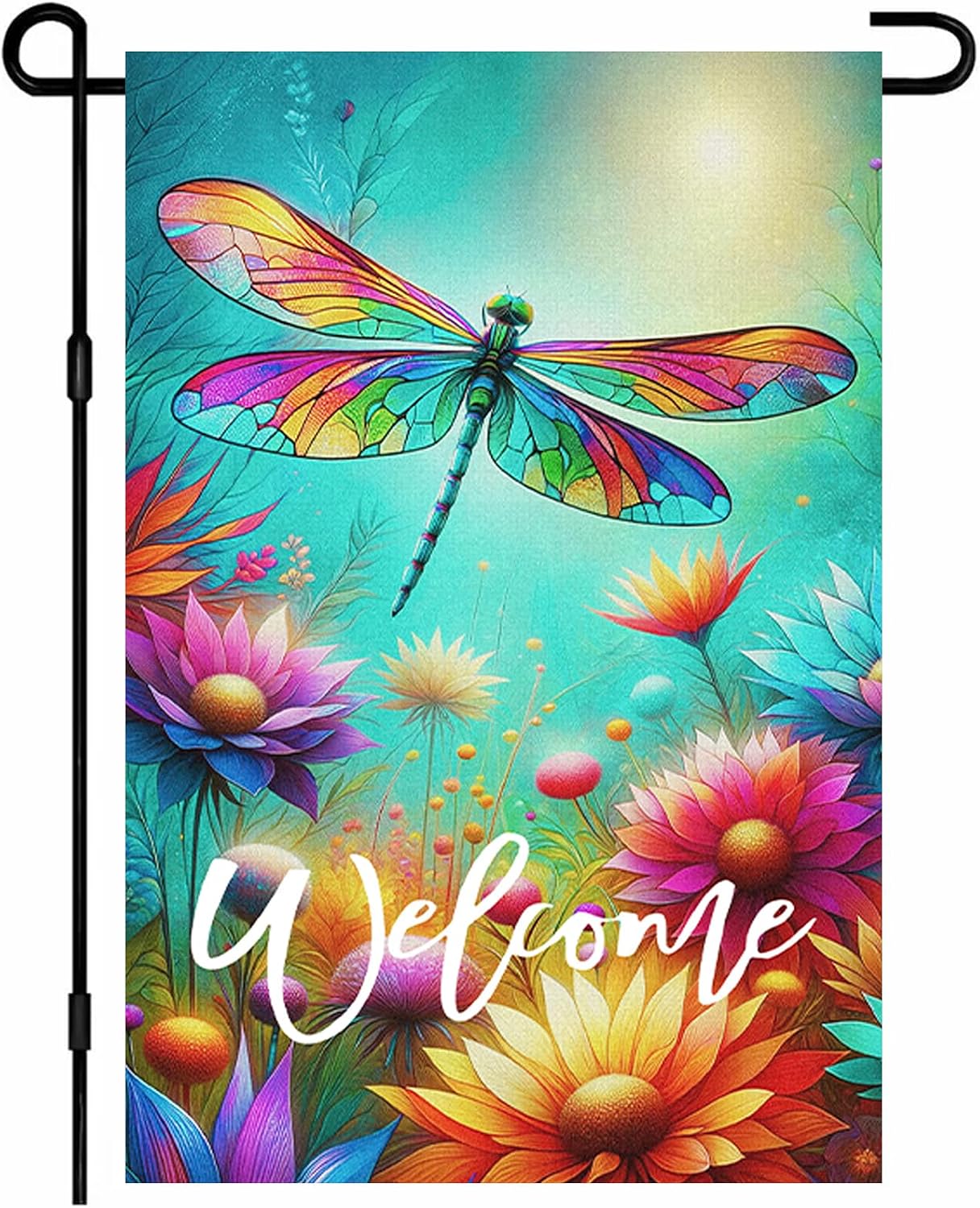 Bandera jardín libélula 12x18pulg doble cara primavera verano