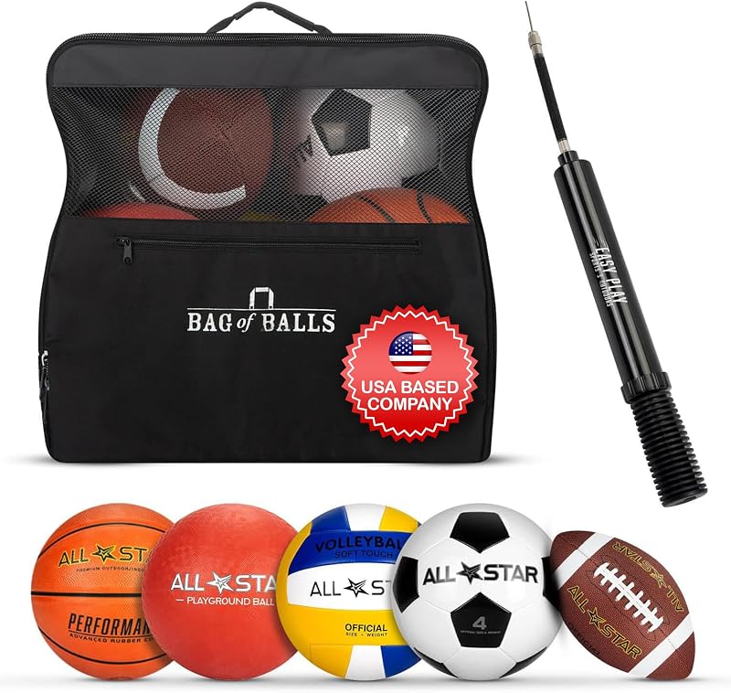 Pelotas deportivas con bolsa y bomba para niños
