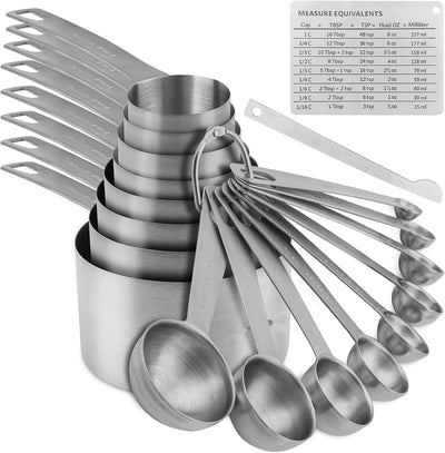 Set 19 cucharas y tazas acero inox 18/8 cocina