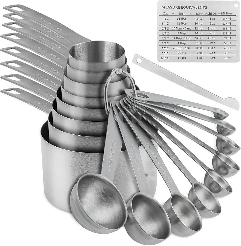 Set 19 cucharas y tazas acero inox 18/8 cocina
