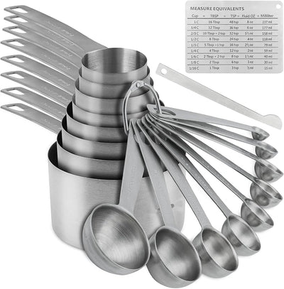 Set 19 cucharas y tazas acero inox 18/8 cocina