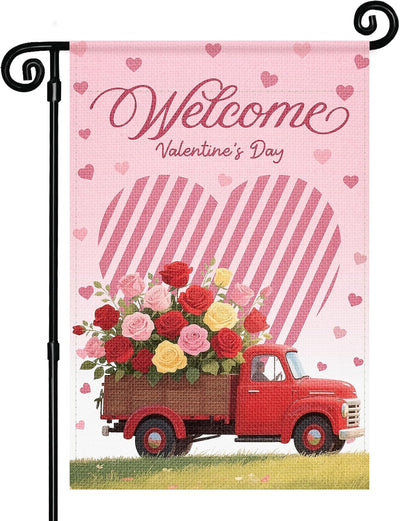 Bandera jardín San Valentín 12x18pulg rosa decoración exterior
