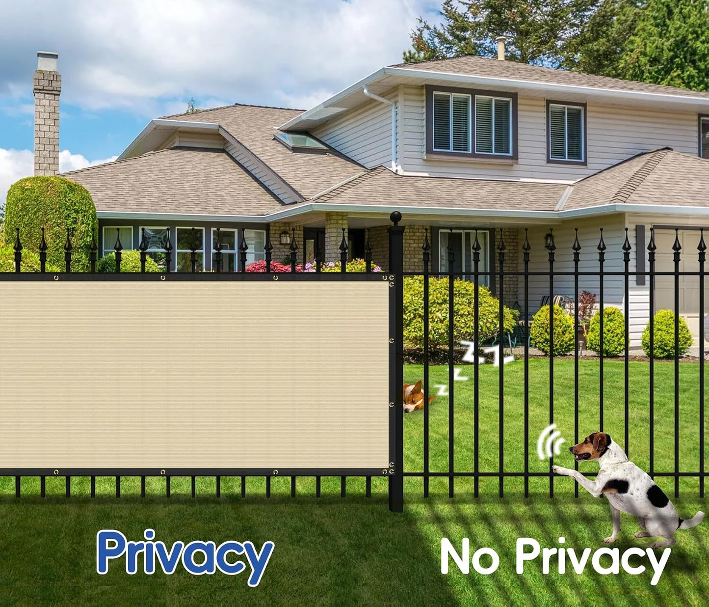 Valla privacidad 6x12ft malla beige 90% bloqueo