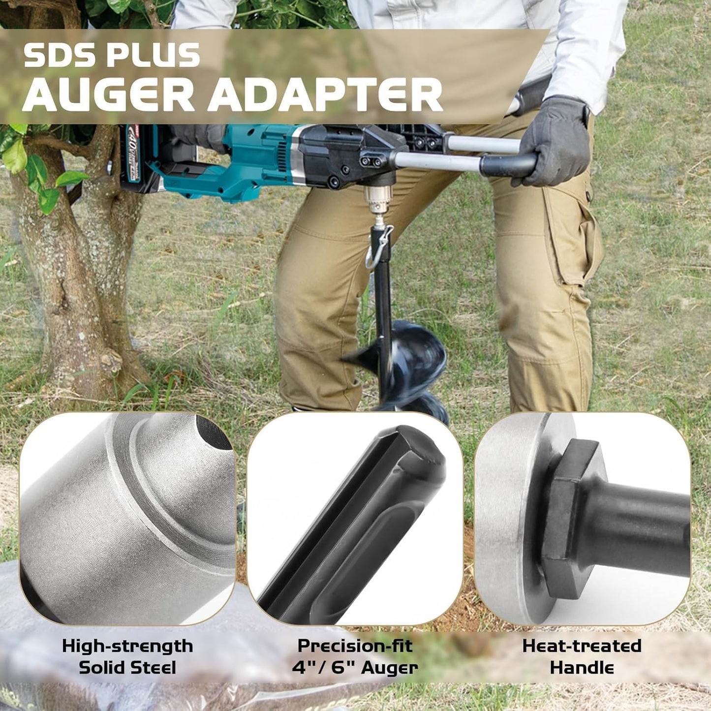 Adaptador taladro eléctrico a tierra SDS Plus X 2 ranuras