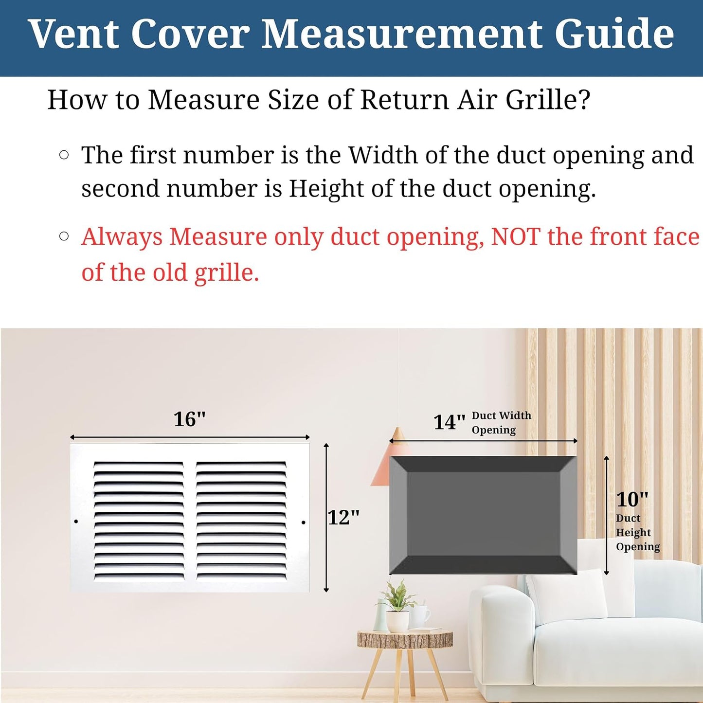 Cubierta ventilación HVAC 14x10pulg acero sólido