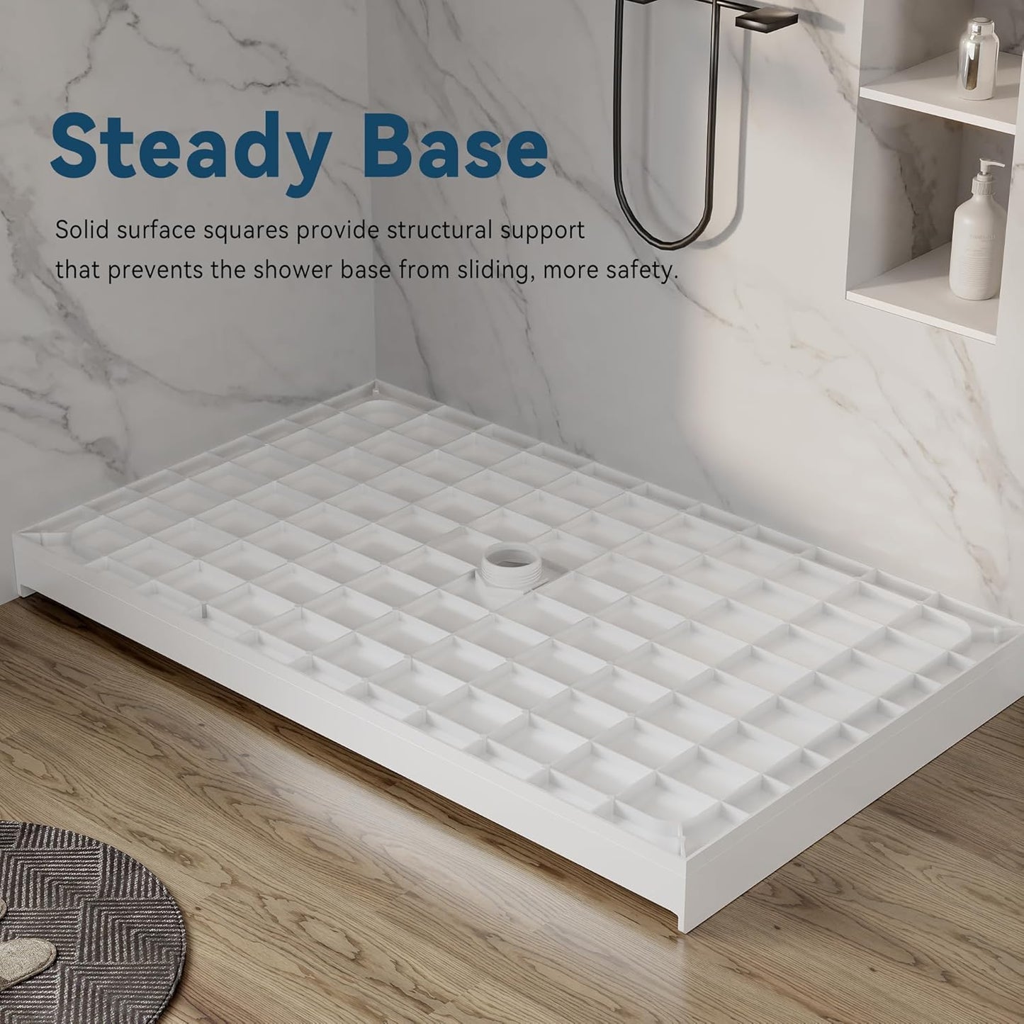 Base ducha rectangular 48x36pulg blanco acero inox