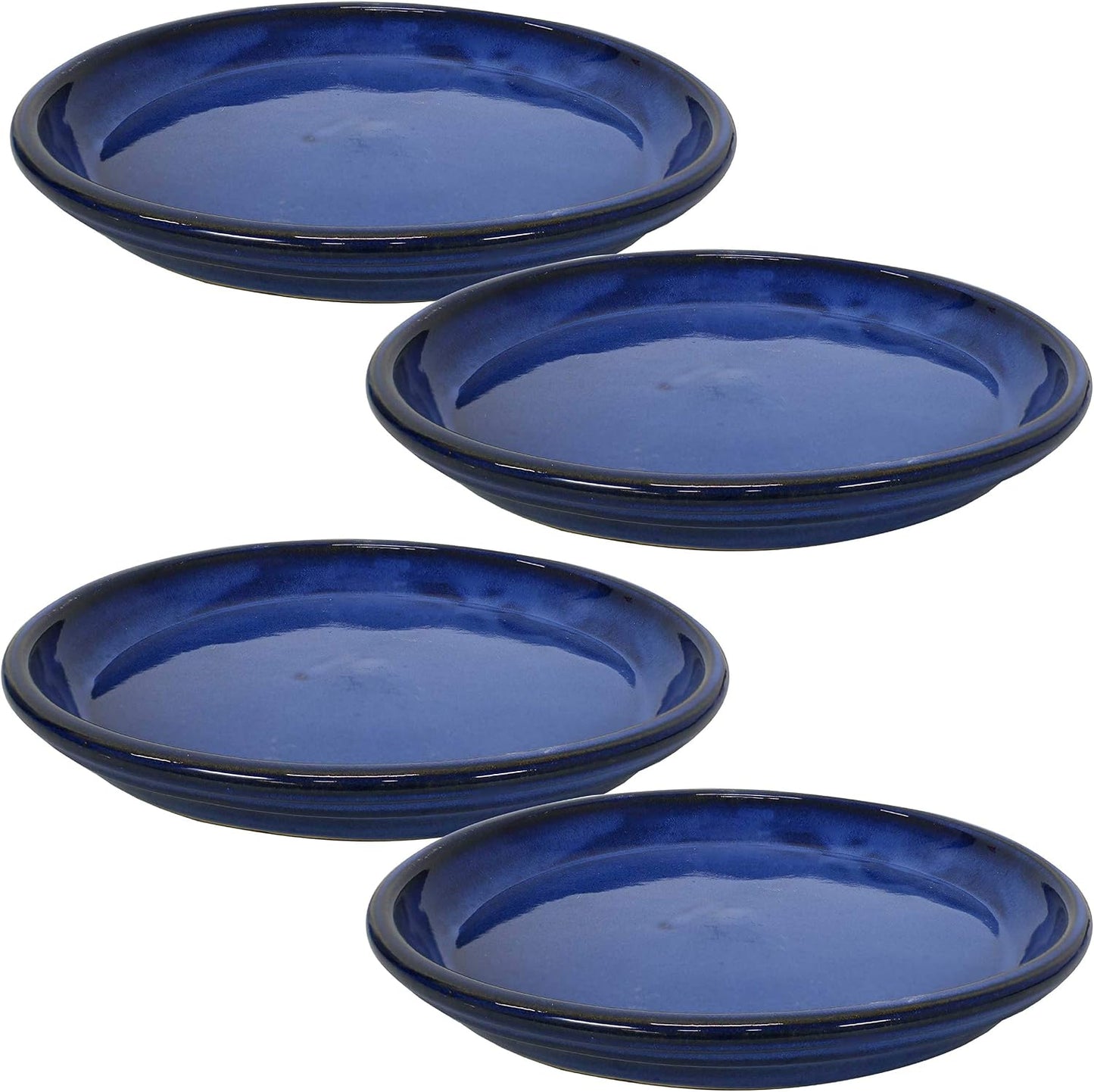 4 Pzas Platillos Cerámica 12pulg para Plantas Azul Imperial